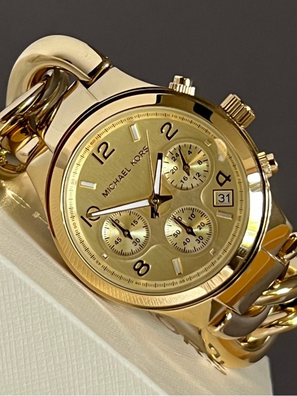 Michael Kors Gold Chain-Link Chronograph Watch - Picture 5 of 5